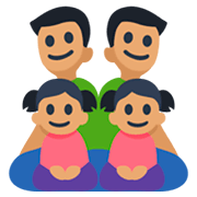👨🏽‍👨🏽‍👧🏽‍👧🏽 Emoji Família - Homem, Homem, Menina, Menina: Pele Morena na Facebook 3.0.