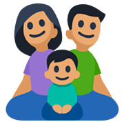 Emoji 👨🏽‍👩🏽‍👦🏽 Famiglia - Uomo, Donna, Bambino: Carnagione Olivastra su Facebook 3.0.