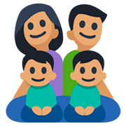 Emoji 👨🏽‍👩🏽‍👦🏽‍👦🏽 Famiglia - Uomo, Donna, Bambino, Bambino: Carnagione Olivastra su Facebook 3.0.