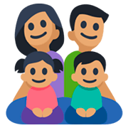 Emoji 👨🏽‍👩🏽‍👧🏽‍👦🏽 Famiglia - Uomo, Donna, Bambina, Bambino: Carnagione Olivastra su Facebook 3.0.