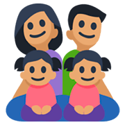 👨🏽‍👩🏽‍👧🏽‍👧🏽 Emoji Família - Homem, Mulher, Menina, Menina: Pele Morena na Facebook 3.0.