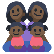 Emoji 👩🏿‍👩🏿‍👧🏿‍👧🏿 Famiglia - Donna, Uomo, Bambina, Bambina: Carnagione Scura su Facebook 3.0.