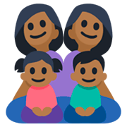 👩🏾‍👩🏾‍👧🏾‍👦🏾 Emoji Família - Mulher, Mulher, Menina, Menino: Pele Morena Escura na Facebook 3.0.