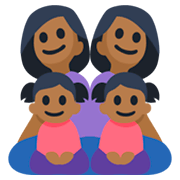 👩🏾‍👩🏾‍👧🏾‍👧🏾 Emoji Familie - Frau, Frau, Mädchen, Mädchen: mitteldunkle Hautfarbe Facebook 3.0.