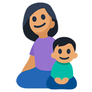 Emoji 👩🏽‍👦🏽 Famiglia - Donna, Bambino: Carnagione Olivastra su Facebook 3.0.