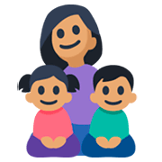 👩🏽‍👧🏽‍👦🏽 Emoji Familie - Frau, Mädchen, Junge: mittlere Hautfarbe Facebook 3.0.