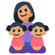 👩🏽‍👧🏽‍👧🏽 Emoji Familie - Frau, Mädchen, Mädchen: mittlere Hautfarbe Facebook 3.0.