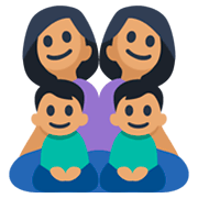 👩🏽‍👩🏽‍👦🏽‍👦🏽 Emoji Familia - Mujer, Mujer, Niño, Niño: Tono De Piel Medio en Facebook 3.0.