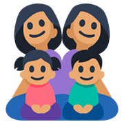 👩🏽‍👩🏽‍👧🏽‍👧🏽 Emoji Familie - Frau, Frau, Mädchen, Mädchen: mittlere Hautfarbe Facebook 3.0.