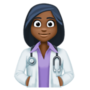 👩🏿‍⚕️ Emoji Mulher Profissional Da Saúde: Pele Escura na Facebook 3.0.