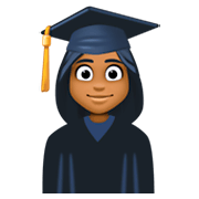 👩🏾‍🎓 Emoji Studentin: mitteldunkle Hautfarbe Facebook 3.0.