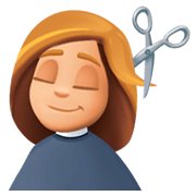 💇🏼 Emoji Persona Cortándose El Pelo: Tono De Piel Claro Medio en Facebook 3.0.