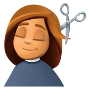 💇🏽 Emoji Persona Cortándose El Pelo: Tono De Piel Medio en Facebook 3.0.