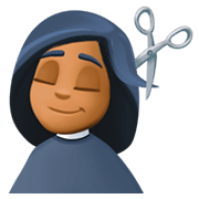 💇🏾 Emoji Person beim Haareschneiden: mitteldunkle Hautfarbe Facebook 3.0.