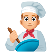 Emoji 👨🏼‍🍳 Cuoco: Carnagione Abbastanza Chiara su Facebook 3.0.