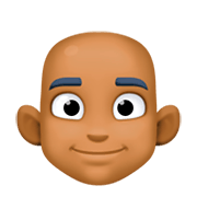 👨🏾‍🦲 Emoji Mann: mitteldunkle Hautfarbe, Glatze Facebook 3.0.