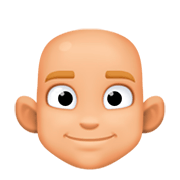 👨🏼‍🦲 Emoji Hombre: Tono De Piel Claro Medio Y Sin Pelo en Facebook 3.0.