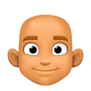 👨🏽‍🦲 Emoji Mann: mittlere Hautfarbe, Glatze Facebook 3.0.