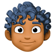 Émoji 👨🏾‍🦱 Homme : Peau Mate Et Cheveux Bouclés sur Facebook 3.0.