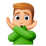 Emoji 🙅🏼‍♂️ Uomo Con Gesto Di Rifiuto: Carnagione Abbastanza Chiara su Facebook 3.0.