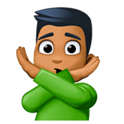 🙅🏾‍♂️ Emoji Hombre Haciendo El Gesto De «no»: Tono De Piel Oscuro Medio en Facebook 3.0.