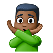 Emoji 🙅🏿‍♂️ Uomo Con Gesto Di Rifiuto: Carnagione Scura su Facebook 3.0.