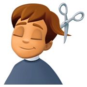 💇🏽‍♂️ Emoji Mann beim Haareschneiden: mittlere Hautfarbe Facebook 3.0.