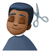 💇🏿‍♂️ Emoji Mann beim Haareschneiden: dunkle Hautfarbe Facebook 3.0.
