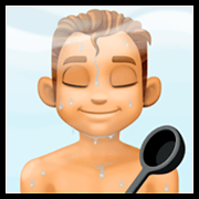 Emoji 🧖🏽‍♂️ Uomo In Sauna: Carnagione Olivastra su Facebook 3.0.