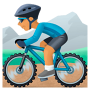 🚵🏽‍♂️ Emoji Hombre En Bicicleta De Montaña: Tono De Piel Medio en Facebook 3.0.