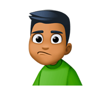 Emoji 🙎🏾‍♂️ Uomo Imbronciato: Carnagione Abbastanza Scura su Facebook 3.0.