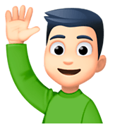 🙋🏻‍♂️ Emoji Homem Levantando A Mão: Pele Clara na Facebook 3.0.