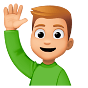 Emoji 🙋🏼‍♂️ Uomo Con Mano Alzata: Carnagione Abbastanza Chiara su Facebook 3.0.