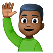 Emoji 🙋🏿‍♂️ Uomo Con Mano Alzata: Carnagione Scura su Facebook 3.0.