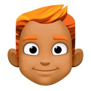 👨🏾‍🦰 Emoji Mann: mitteldunkle Hautfarbe, rotes Haar Facebook 3.0.