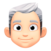 👨🏻‍🦳 Emoji Mann: helle Hautfarbe, weißes Haar Facebook 3.0.
