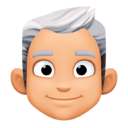 👨🏼‍🦳 Emoji Hombre: Tono De Piel Claro Medio Y Pelo Blanco en Facebook 3.0.