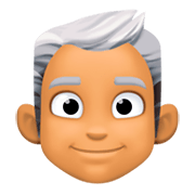 👨🏽‍🦳 Emoji Mann: mittlere Hautfarbe, weißes Haar Facebook 3.0.