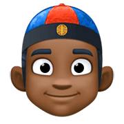 👲🏿 Emoji Mann mit chinesischem Hut: dunkle Hautfarbe Facebook 3.0.