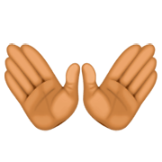 👐🏾 Emoji Mãos Abertas: Pele Morena Escura na Facebook 3.0.