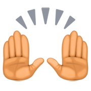 🙌🏽 Emoji zwei erhobene Handflächen: mittlere Hautfarbe Facebook 3.0.