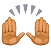 🙌🏾 Emoji zwei erhobene Handflächen: mitteldunkle Hautfarbe Facebook 3.0.