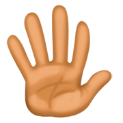 🖐🏾 Emoji Mão Aberta Com Os Dedos Separados: Pele Morena Escura na Facebook 3.0.