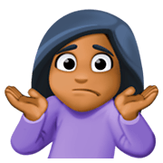 🤷🏾 Emoji Persona Encogida De Hombros: Tono De Piel Oscuro Medio en Facebook 3.0.