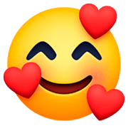 🥰 Emoji Rosto Sorridente Com 3 Corações na Facebook 3.0.