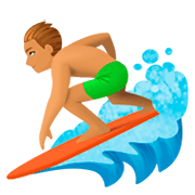 🏄🏽 Emoji Persona Haciendo Surf: Tono De Piel Medio en Facebook 3.0.
