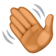 👋🏾 Emoji Mão Acenando: Pele Morena Escura na Facebook 3.0.