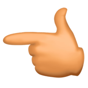 👈🏽 Emoji Dorso Da Mão Com Dedo Indicador Apontando Para A Esquerda: Pele Morena na Facebook 3.0.