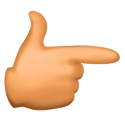 👉🏽 Emoji nach rechts weisender Zeigefinger: mittlere Hautfarbe Facebook 3.0.