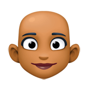 👩🏾‍🦲 Emoji Frau: mitteldunkle Hautfarbe, Glatze Facebook 3.0.